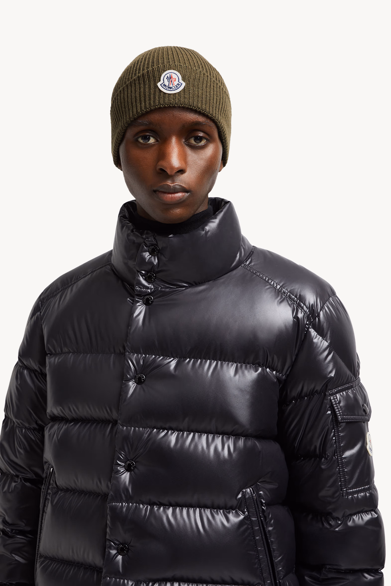 Wool Beanie Men Olive Green Moncler 2